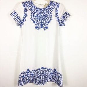 Dainty Hooligan Blue White Embroidered Dress